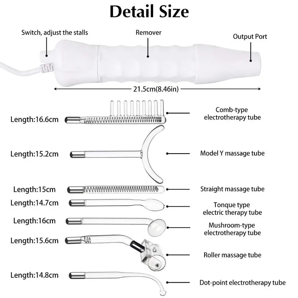 Портативный Высокочастотный электрод 7 в 1 для удаления пятен и акне массажер