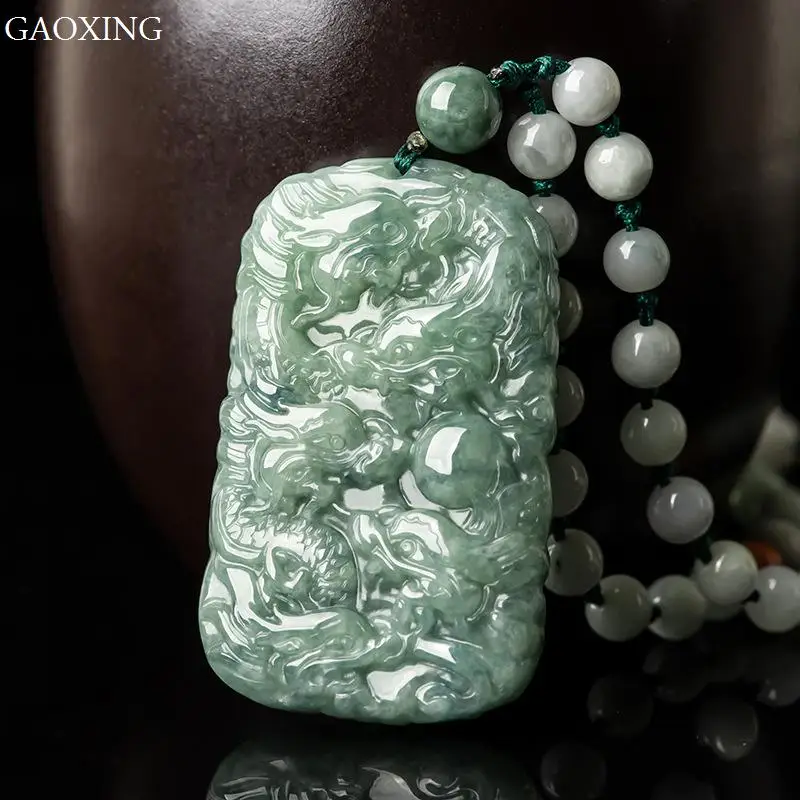 Get 100% hand-carved natural Burmese jade Guan Gong green jade pendant jade necklace men and women pendant jade jewelry