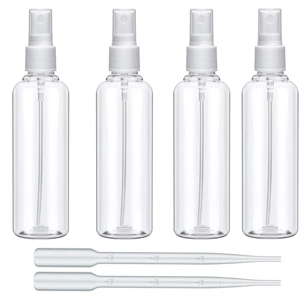 

FreeShipping 4Sets 100ml Refillable Plastic PET Clear Mist Perfume Spray Bottle with White Mist Sprayer Pump for personal use