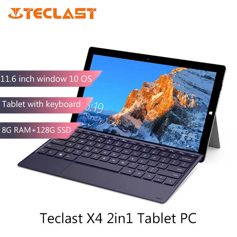 Планшетный ПК и ноутбук 2 в 1 Teclast X4 IPS 11 6 дюйма Windows 10 четырехъядерный Celeron N4100 8 Гб