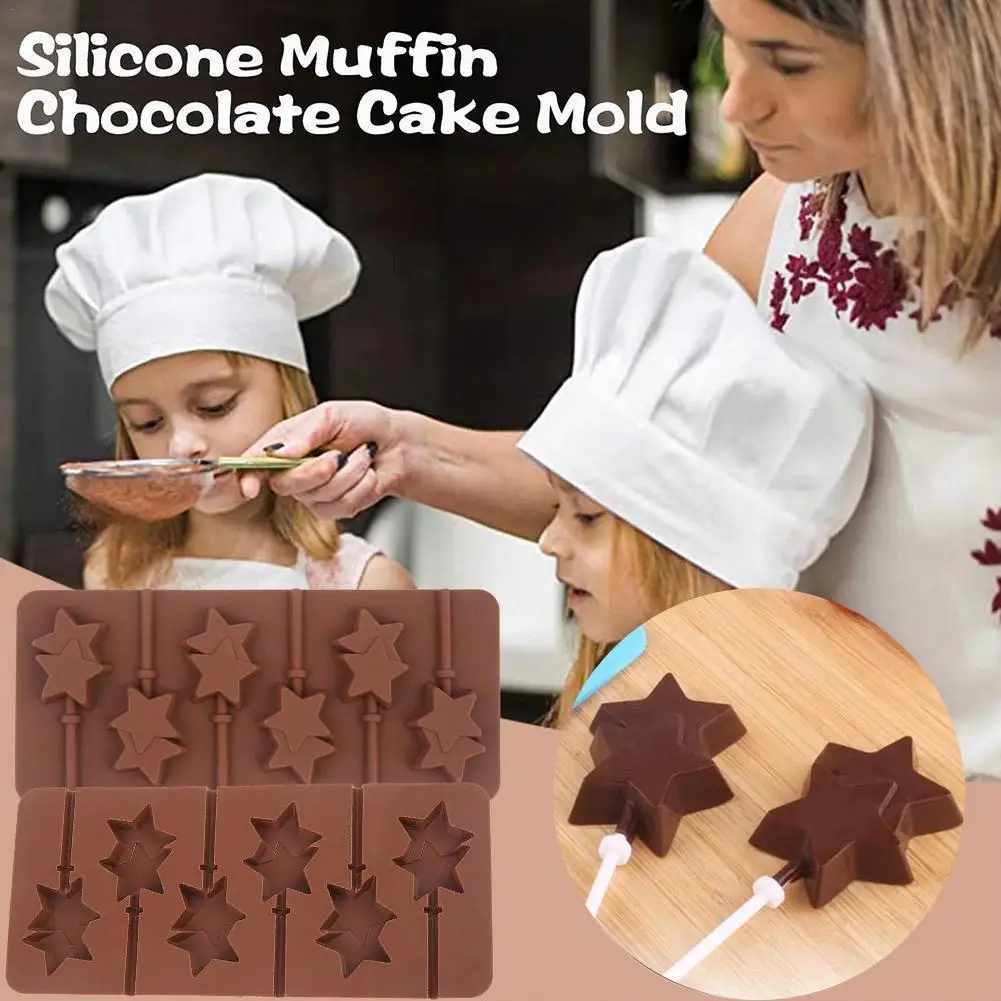 

1PC Silicone Lolipops Chocolate Cake Molds Star Shape Cake Bake Flower Tools Decorating Lollipop Candy Molds Cake Silicone U7K0