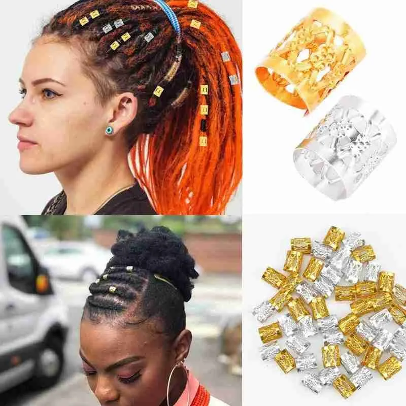 

80pcs Dirty Braid Ring Suit Gold Hair Braid Dreadlocks Beads Hair Leaf Star Diy Hair Clip Metal Headwear set Pigtail Headdress