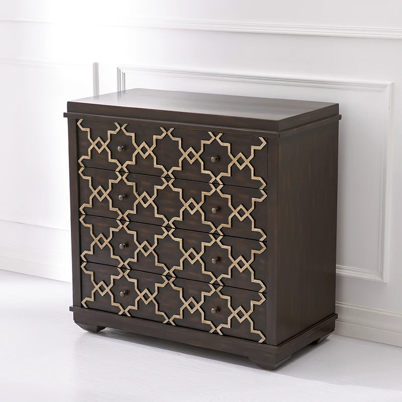 Американский твердые деревянные ноги ретро четыре ящика шкафа спальня хранения