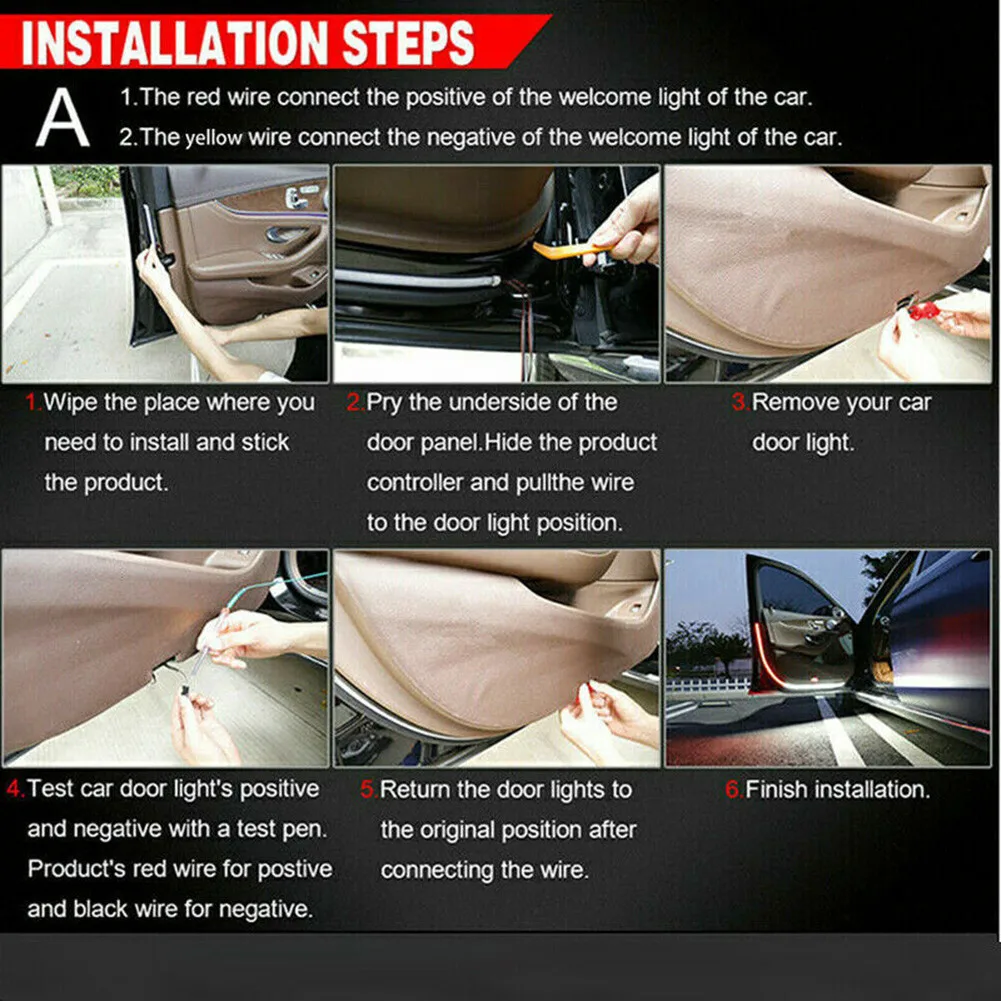 

Light Car Door Opening Warning LED Alarm Anti-Collision Flashing Safety