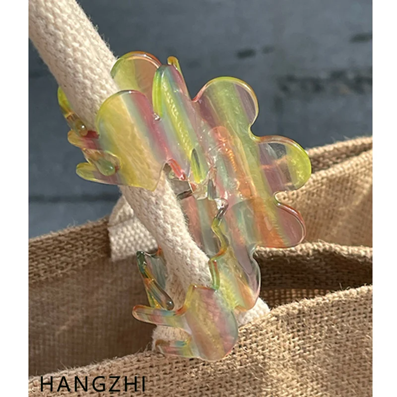

HANGZHI 2021 Новинка волнистый цветок Ацетатный зажим для волос полосатый заколка для волос Акула заколка для волос модные аксессуары для волос ...