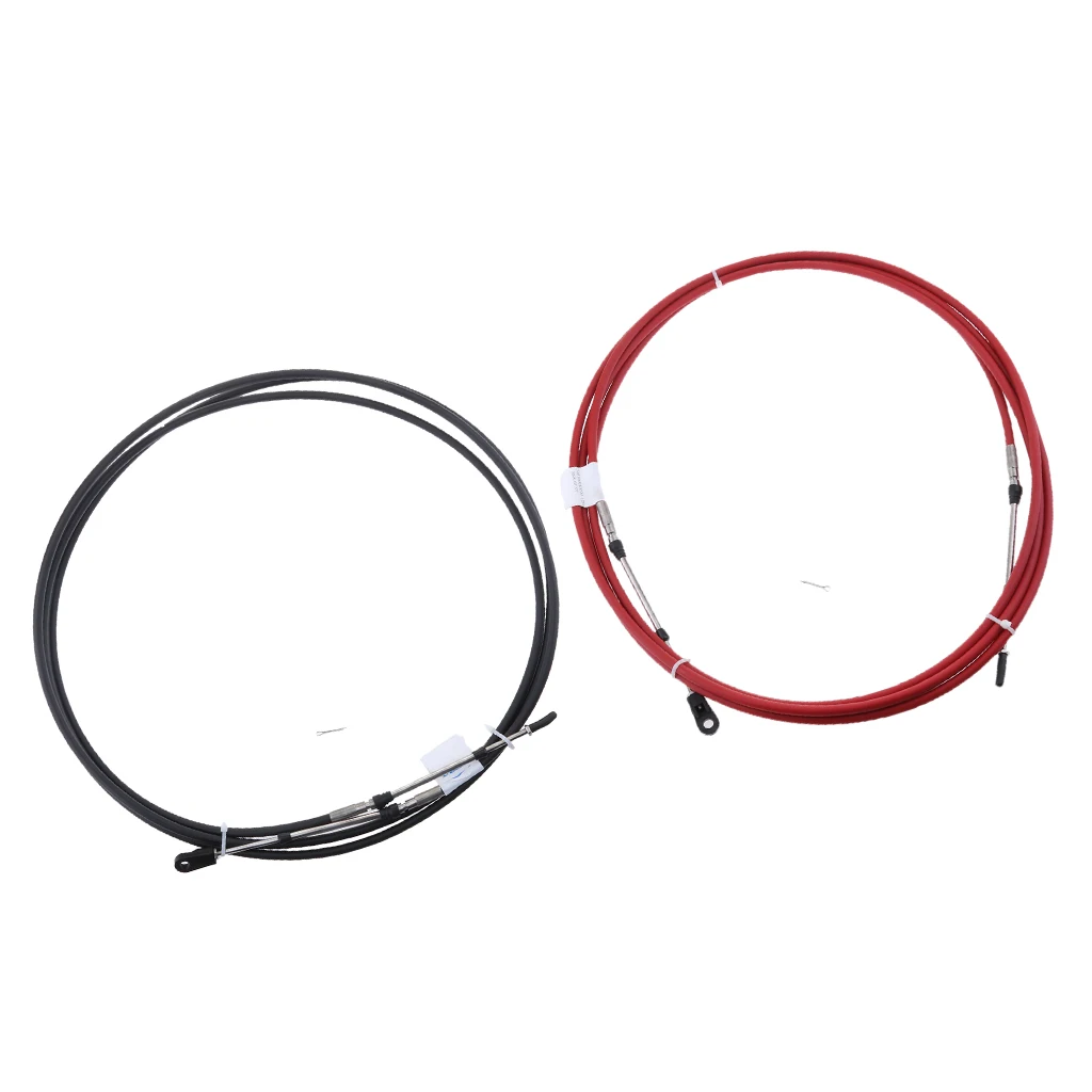 

Universal Throttle Cable for Marine Boats Motor Control Lever 8 FT Black+Red