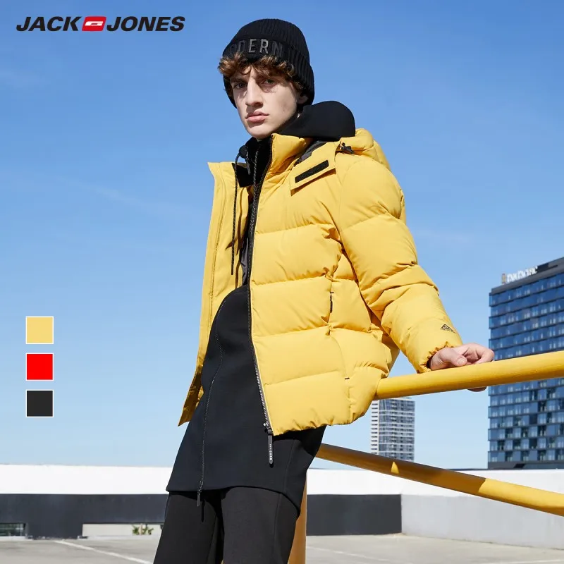 Мужской пуховик с капюшоном JackJones яркого цвета 219312504|Мужские пуховики| |