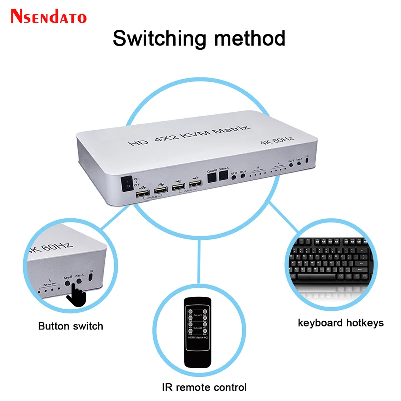 4x2 4K HDMI KVM Matrix переключатель разъемов для аудио и видео разделитель монитора 4 в 2