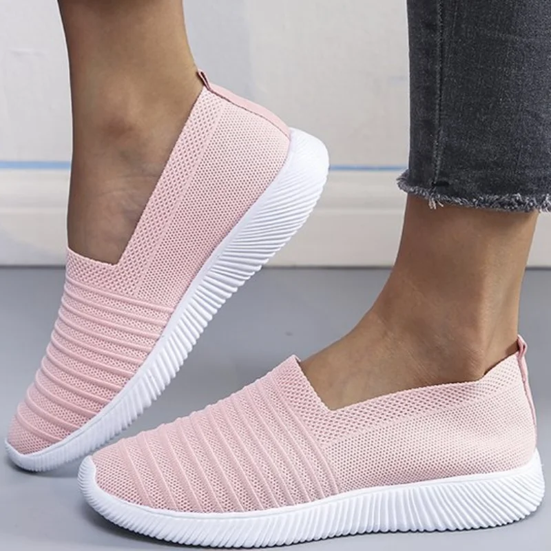 

Женские вязаные сетчатые кроссовки, модные повседневные носки, дышащие белые легкие массивные мокасины на плоской подошве, лоферы, обувь, ...