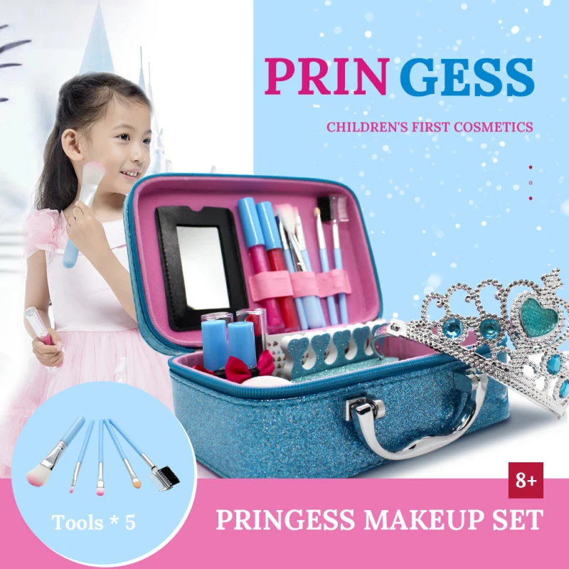 

Набор игрушек для макияжа принцессы для девочек, детские игрушки для красоты, детский туалетный столик с имитацией, модные игрушки, подарок ...