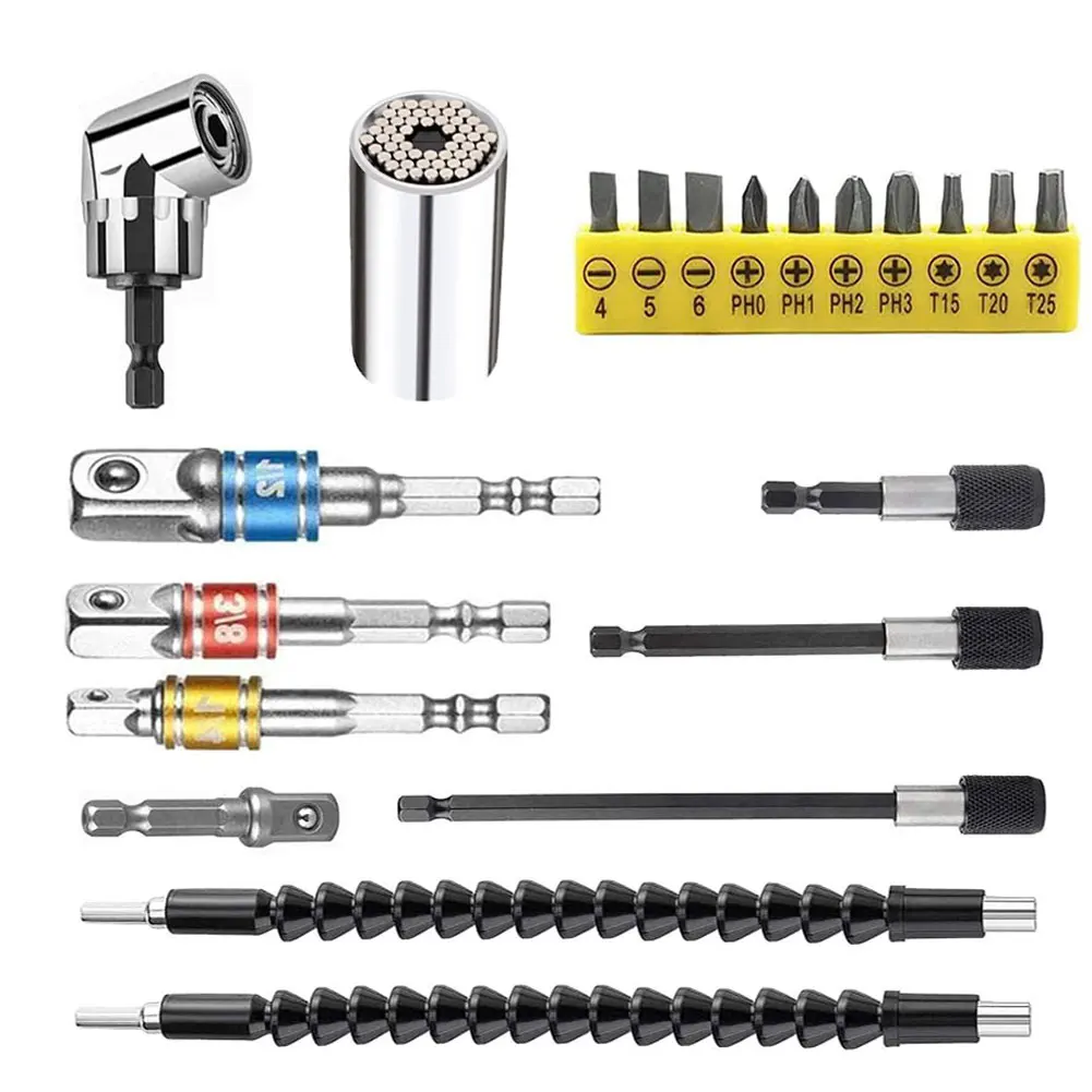 

Набор держателей для сверл, 21 шт., удлинитель для сверл с прямоугольным светом 105 градусов, включает 1/2, 3/8, 1/4 дюйма