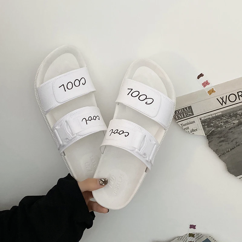 Женские тапочки с открытым носком Летние удобные нескользящие туфли на
