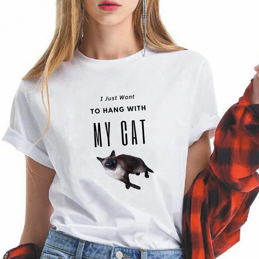 

Siamese Women's T-Shirt Cat Fashion European Vintage Harajuku Ropa Aesthetic Short Sleeve Top Riverdale Streetwear Free Shipping