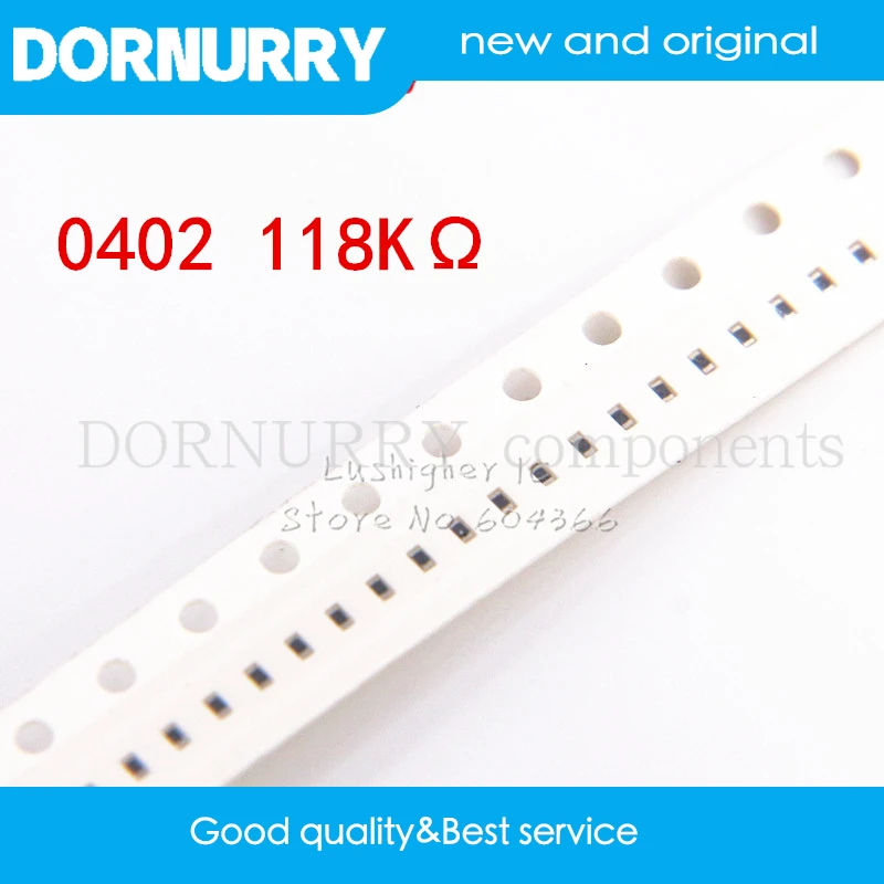 

100 шт. 0402 SMD резистор 1% 118 ком 118 ком
