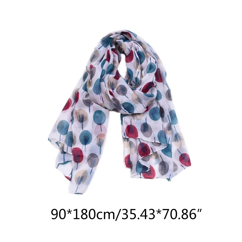 Шарф легкие головные повязки одеяло красочные шали в горошек с рисунком деревьев