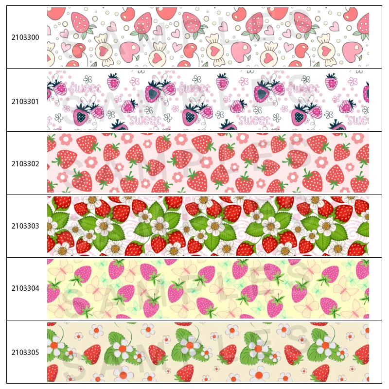 

Summer Fruit Series 50 Yards Strawberry Printed Grosgrain,satin Ribbon Hair Accessories