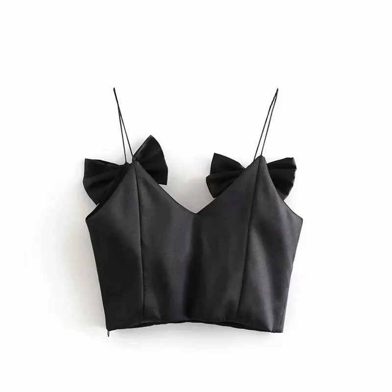 

2021 ZA summer new women's clothing retro fashion bow ornament camisole top RA 3067131 3067/131