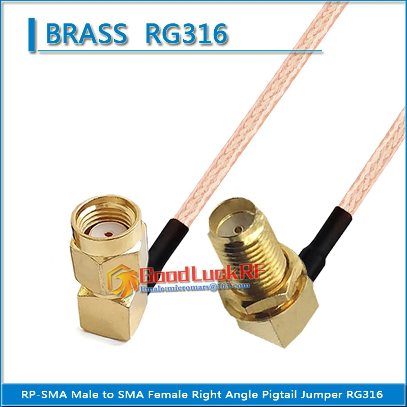 

1X Pcs RP-SMK RPSMA PR SMA Male Right Angle to SMA Female O-ring Bulkhead Mount Nut 90 Degree Pigtail Jumper RG316 extend Cable