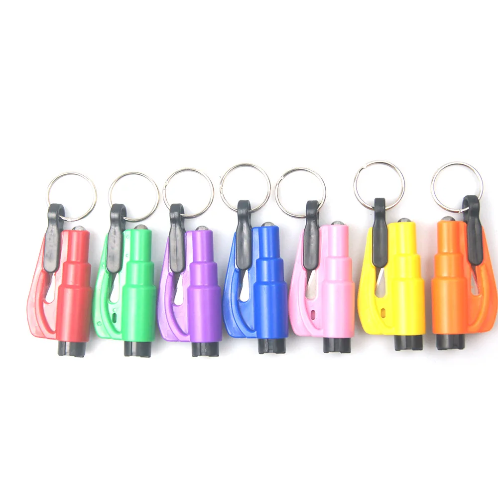 

3 in 1 Car Life Keychain Car Safety Hammer Spring Type Escape Window Breaker Punch Seat Belt Cutter Key Chain Auto Dropshipping