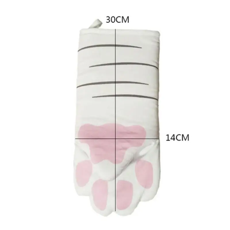 

3D Cartoon Cat Paws Gloves Long Cotton Baking Insulation Oven Mitts Microwave Non-slip Heat Resistant Kitchen Gloves 1PC