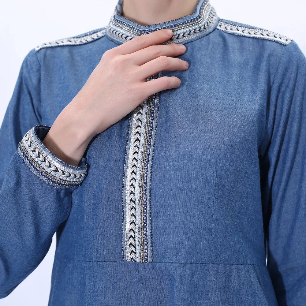 Abaya мусульманский джинсовый хиджаб платье женские турецкие платья Кафтан