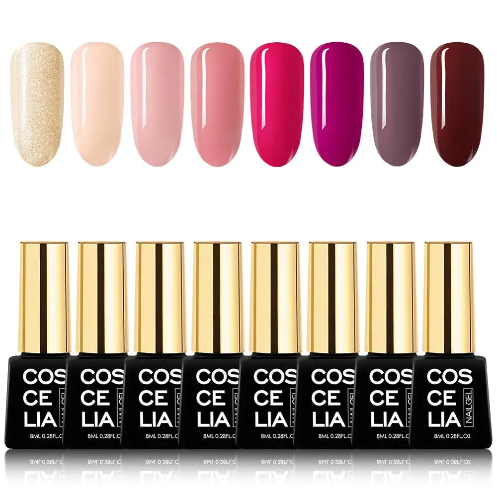 8pc nail polish set COSCELIA маникюрный набор Гель-лак для ногтей комплект 2/6/8/10/12/20/40 шт. в наборе для ногтей УФ-СВЕТОДИОДНЫЙ БИО-Гели Soak Off Лаки 8 мл Гель-лак - Цвет: 8pc nail polish set