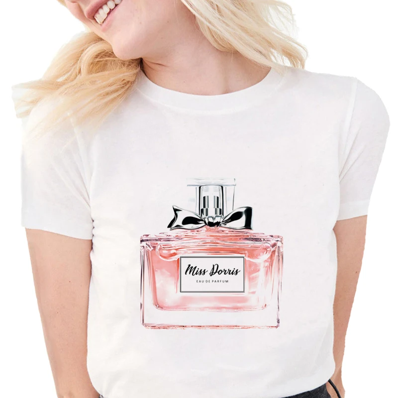 Женская футболка с принтом парижских духов женская цветочным в стиле Харадзюку