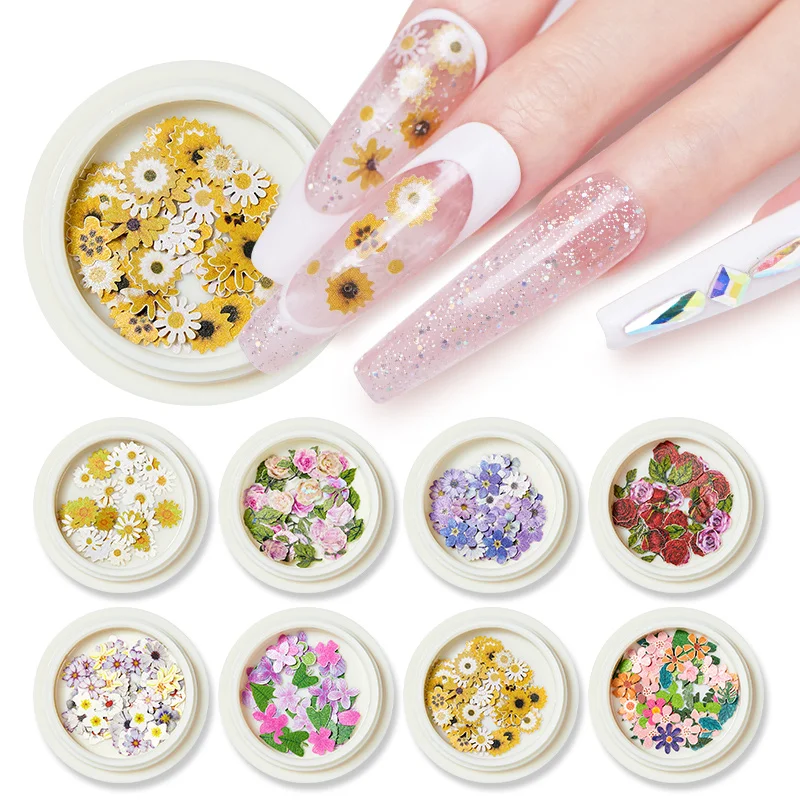 1 коробка для дизайна ногтей смешанные цвета Маленькие розы маргаритки ультра