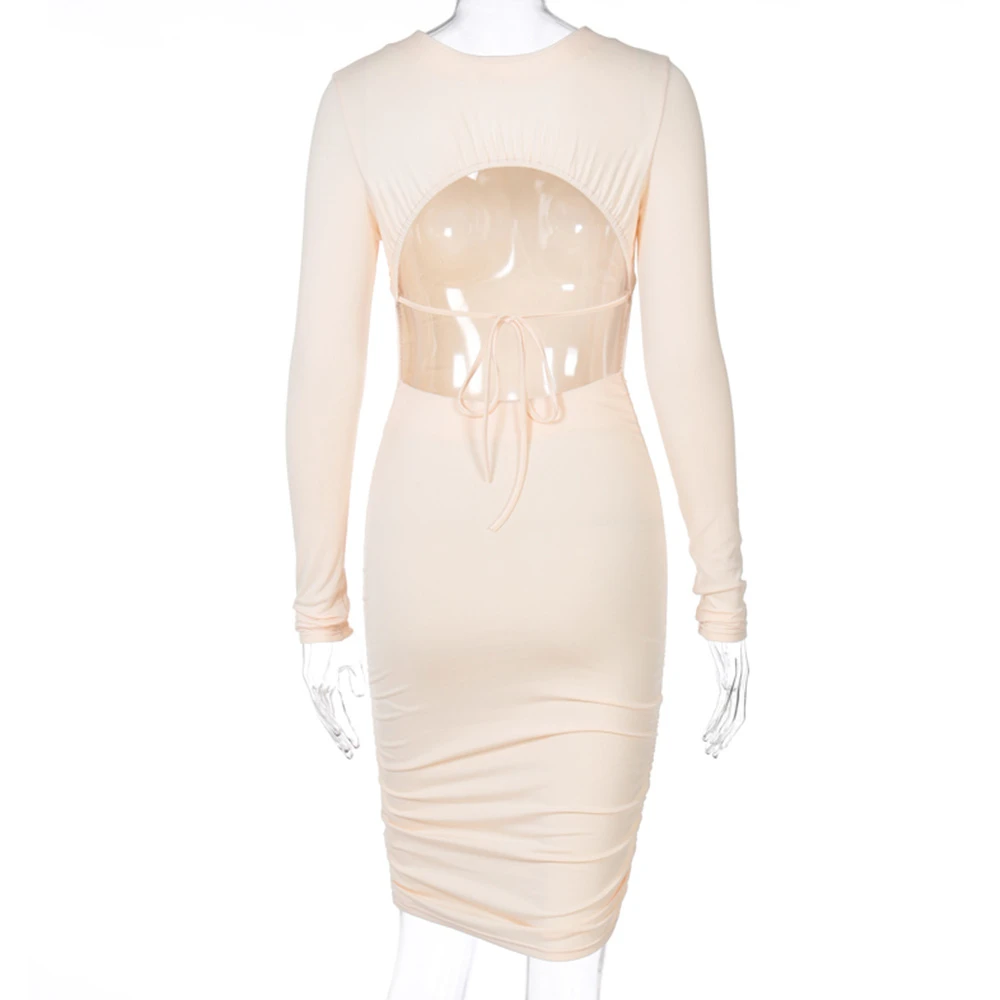 

Missnight Sexy Backless Bodycon Dress Ruched Lace Up Dresses For Women Casual Long Sleeve Dresses Bandage Dress Streetwear
