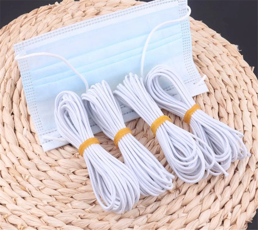 

6mm White Elastic Cord for face mask Stretch Cord Elastic Band String for Mouth mask Diy Sewing Supplies Jewelry Making Clothing