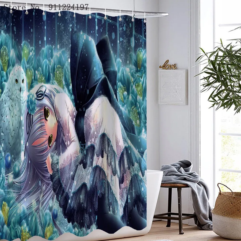 

3D Japan Anime Waterproof Shower Curtain Polyester For Teens Showering Bath Gate Of Destiny Curtains With Hooks In The Bathroom