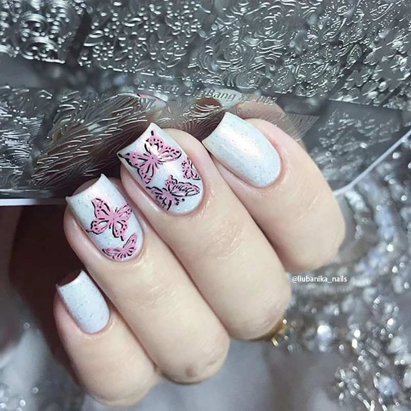 BeautyBigBang прямоугольные пластины для стемпинга ногтей Летний цветок Геометрия