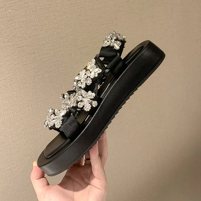 Женские босоножки с открытым носком летние сандалии со стразами модель 2024 см