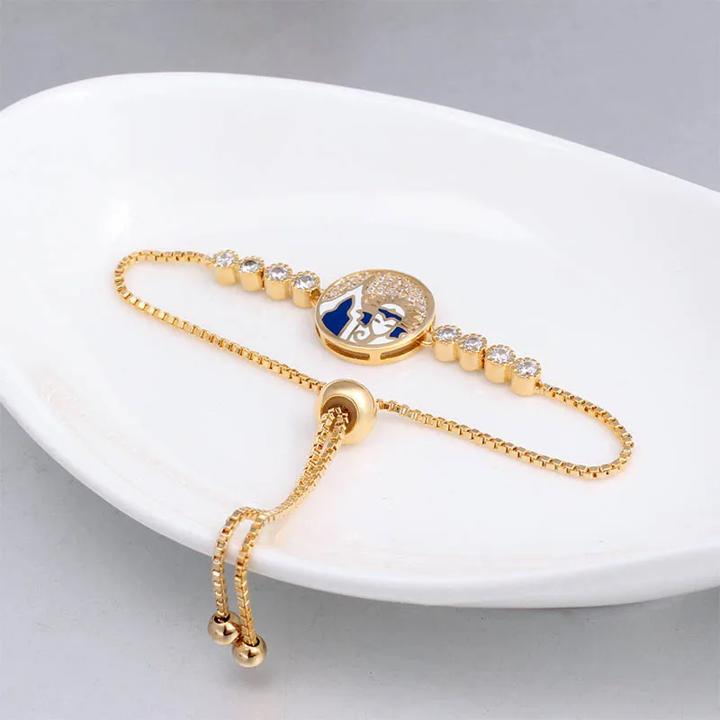 Браслет с цирконием для женщин регулируемый браслет эмалированием в подарок на