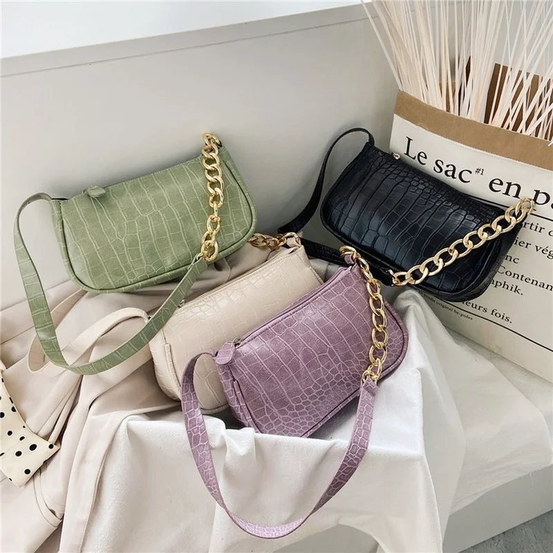 

Elegant Armpit Sling Handbags Solid Color Women PU Leather Purple Shoulder Bags Simple Shoulder Messenger Bags for Women 2021