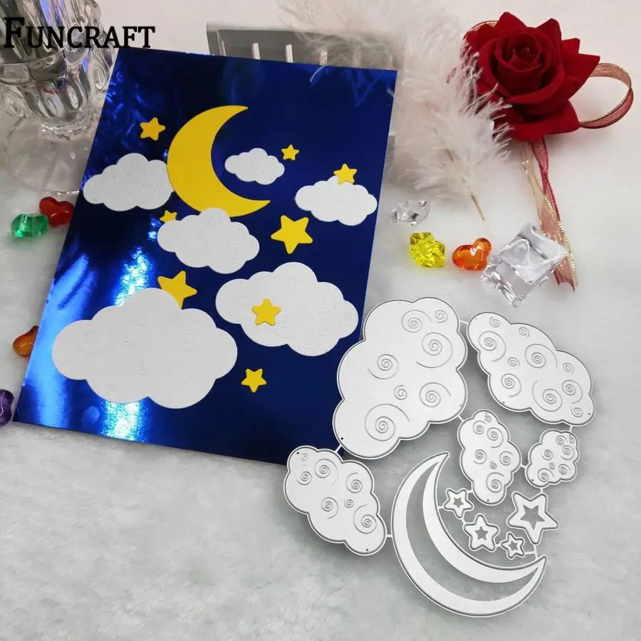 Красивая луна и звезды облака тисненые металлические Вырубные штампы Kscraft пресс