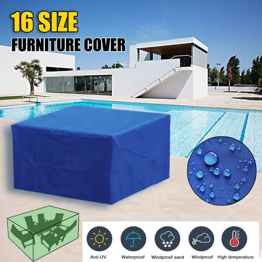 

16 Sizes Blue Waterproof Outdoor Patio Garden Furniture Covers 210D Rain Snow Chair covers Sofa Table Chair Dust Proof Cover