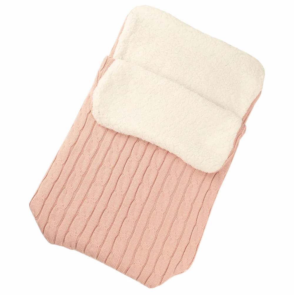 DR3637-Pink Детские спальные мешки, конверт, зимняя теплая муфта для ног, одеяло для малышей, шерстяное спальное одеяло, вязаная Пеленка на кнопках, накидка для пеленания, накидка для коляски - Цвет: DR3637-Pink