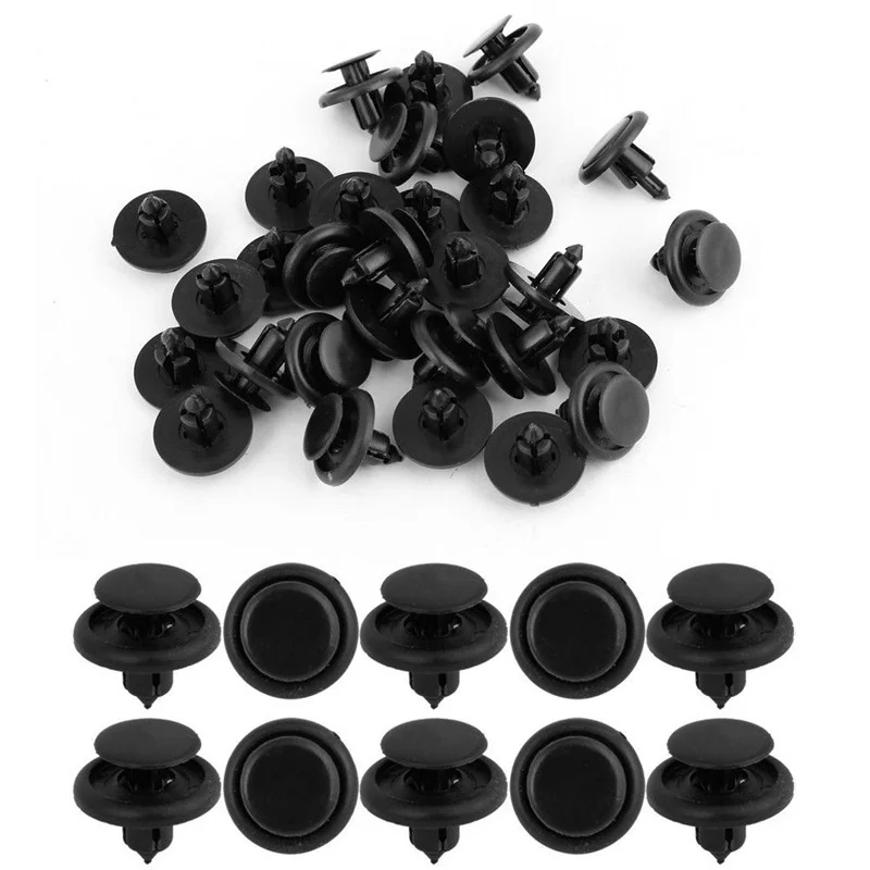 

7mm Dia Hole Plastic Rivets Fasteners 30pcs Black Universal Vehicle Set