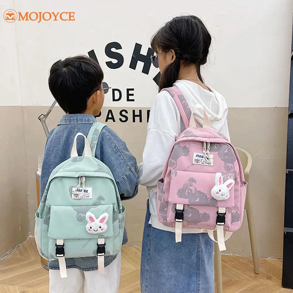 

Cute Cartoon Bear Print Backpack Preppy Style Nylon Knapsack Children Rucksack Large Capacity Shopping Backpack