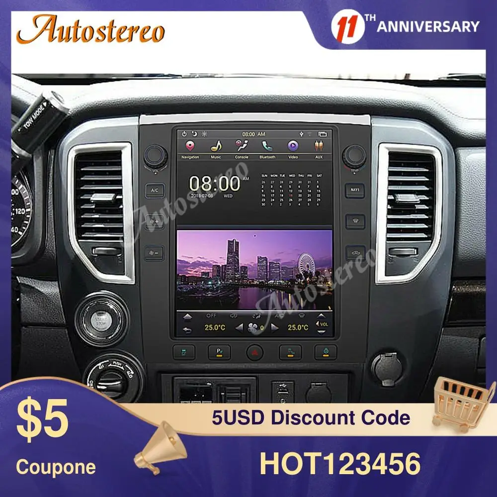 For Nissan Titan Pickup Android 9.0 Tesla Radio Car GPS Navigation Head Unit Multimedia Player Auto Stereo Radio Tape Recorder
