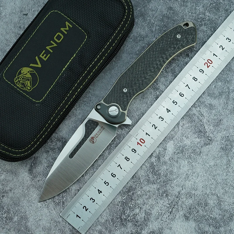 

Складной нож VENOM BONE DOCTOR M390 Titanium CF Flipper, уличный Карманный кухонный нож для кемпинга, охоты, выживания, фруктов, инструменты для повседневного ...