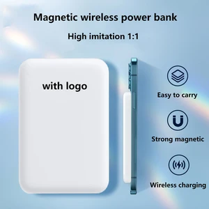 11 with logo 5000mah power bank magnetic wireless charger charging for iphone12 13 pro max mini external auxiliary battery pack free global shipping