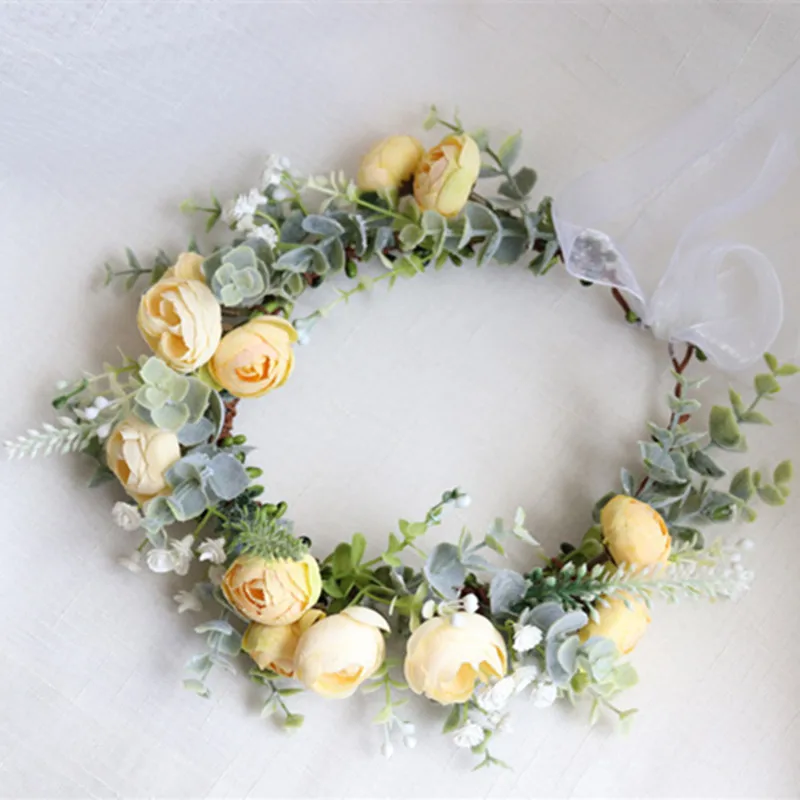 Женский цветочный венок из камелии свадебный аксессуар для волос 2020 праздничный