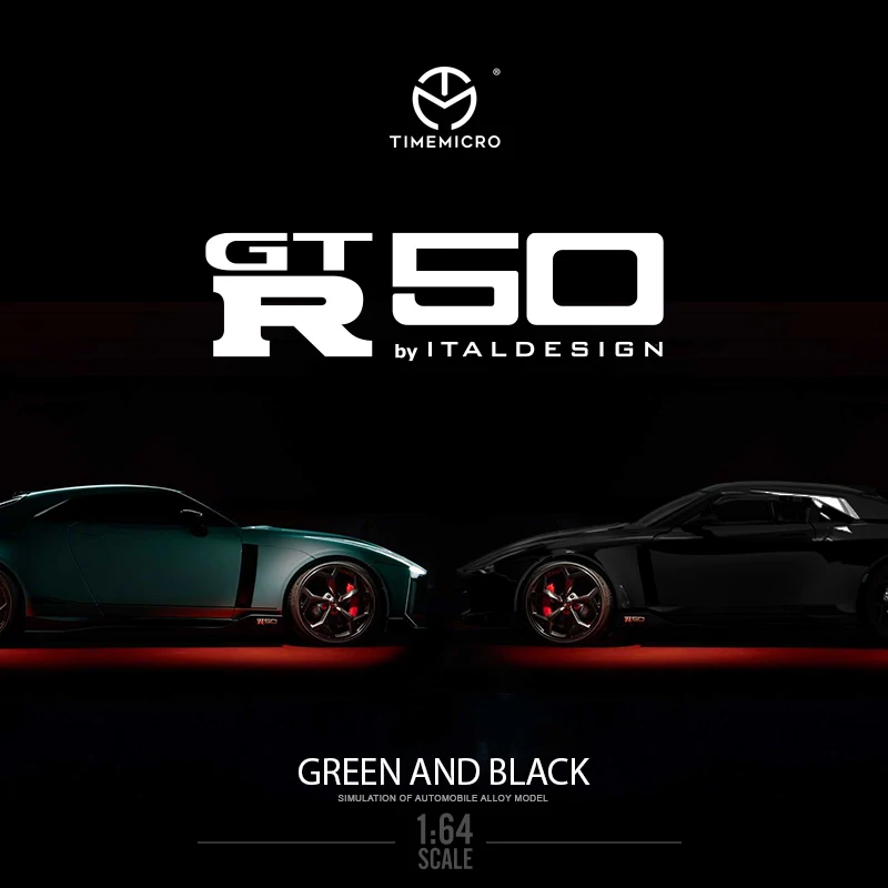 TM 1/64 GTR50 Diecast Model Car Black Green Simulation Alloy