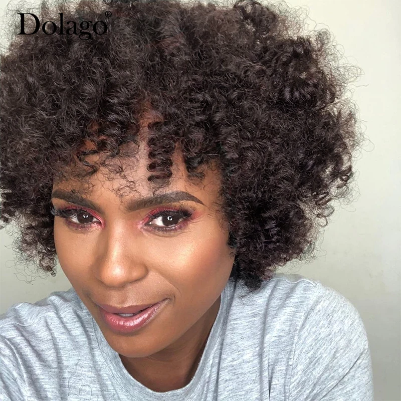 #4 темно коричневые натуральные вьющиеся человеческие волосы парики легко носить