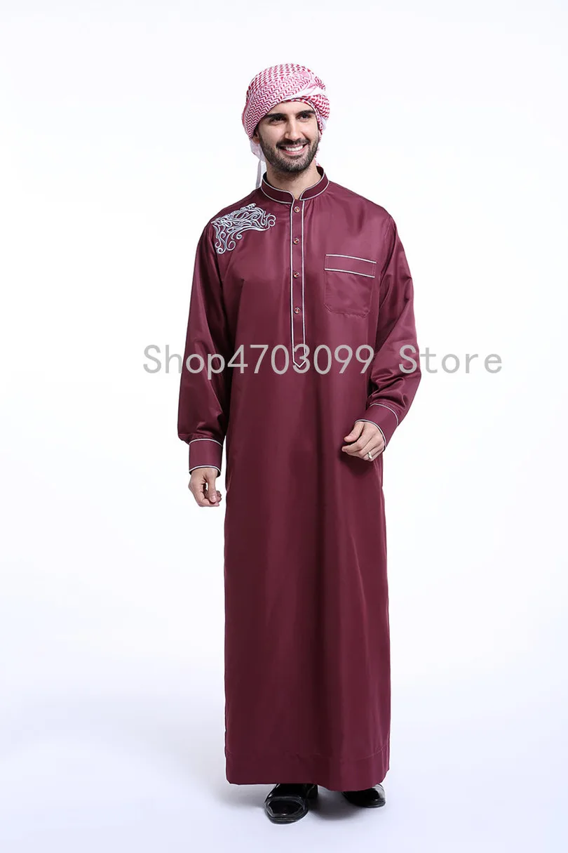 Fashion white Mens thobe arabic man dress islamic men saudi clothing