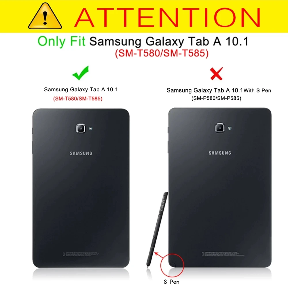 

For Samsung Galaxy Tab A 10.1 T580 Case Tablet Painted Stand Wallet Shell For Samsung Galaxy T585 Tablet case +Film+Pen