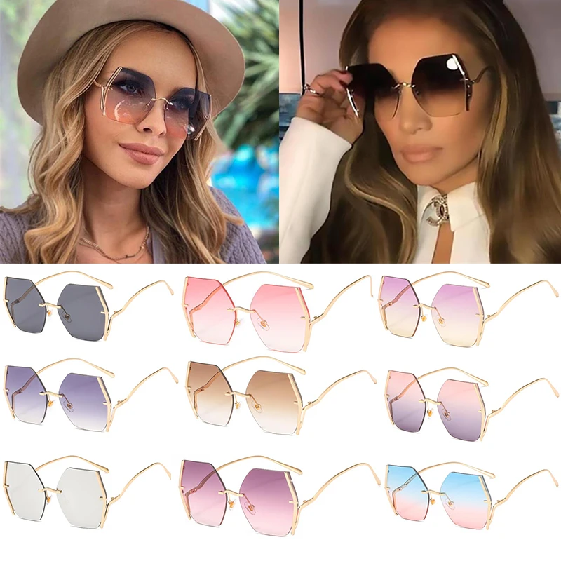 Очки солнцезащитные женские квадратные без оправы винтажные большие