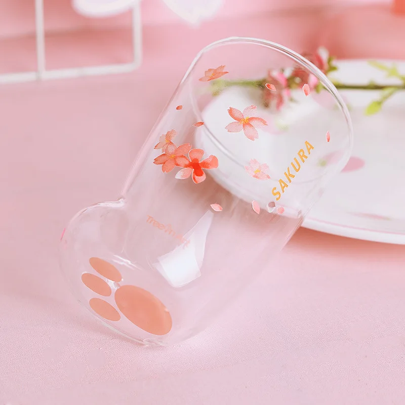Розовый Новинка, Кошачий коготь, кружка Кошачий коготь, кружка для кофе, молока, пива, вишневый цвет, розовое прозрачное стекло - Цвет: Розовый